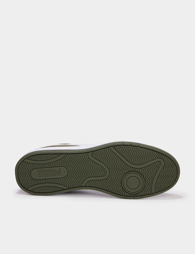 Baskets &agrave; lacets en cuir Puma Clean SD vert kaki homme