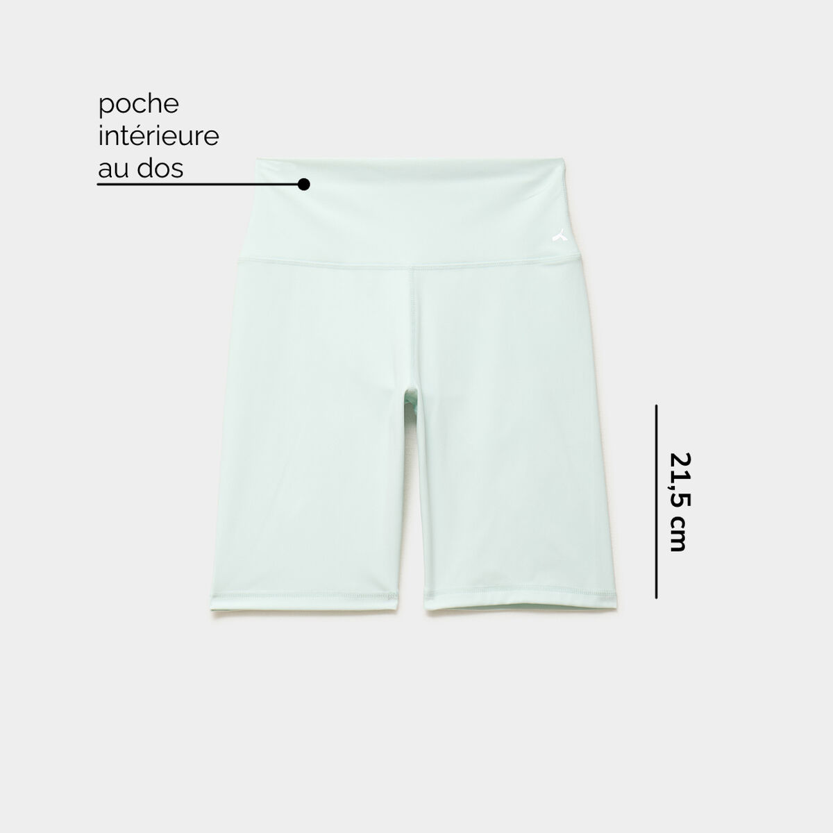 Short cycliste de sport taille haute bleu turquoise femme