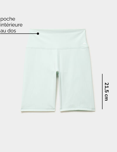Short cycliste de sport taille haute bleu turquoise femme