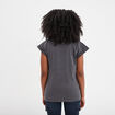 T-shirt coton col en V manches courtes gris clair femme