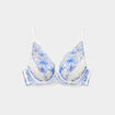 Soutien-gorge foulard padd&eacute; dentelle bleu clair femme