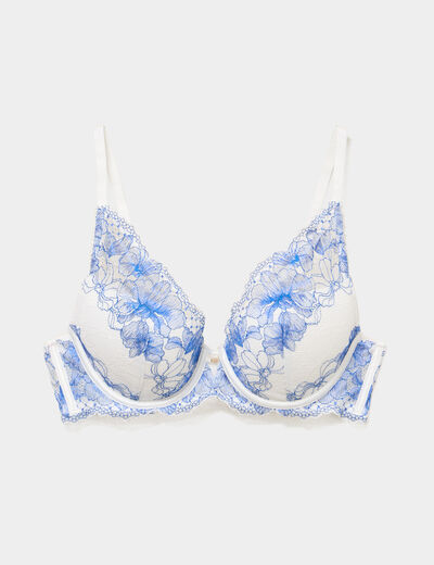 Soutien-gorge foulard padd&eacute; dentelle bleu clair femme
