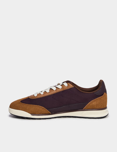 Baskets basses &agrave; lacets marron femme