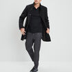 Manteau mi-long col montant noir homme