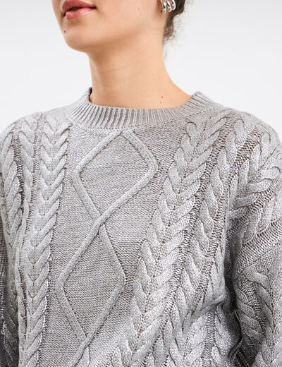 Pull irisé à torsades Liberto gris argent femme