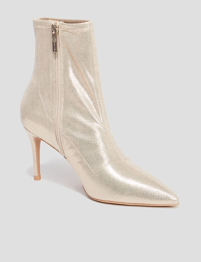 Bottines bouts pointus talons aiguilles jaune or femme