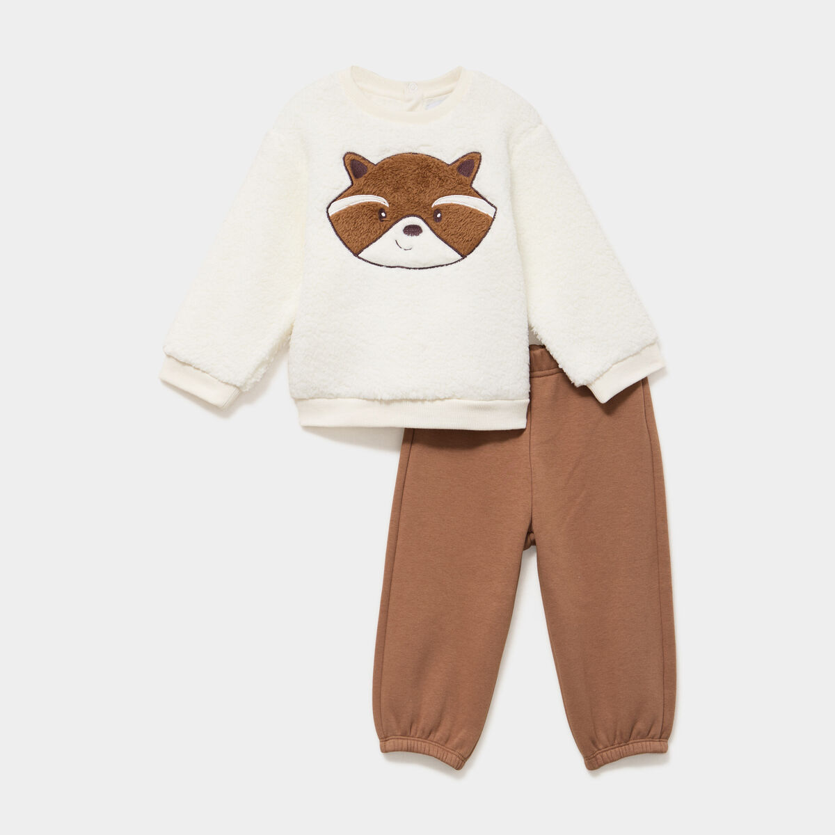 Ensemble sweat et pantalon molletonn&eacute;s ecru b&eacute;b&eacute; gar&ccedil;on