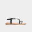 Sandales d&eacute;tails foulard tress&eacute;s noir femme