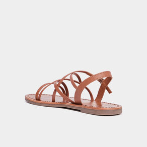Sandales plates en cuir Creeks marron femme