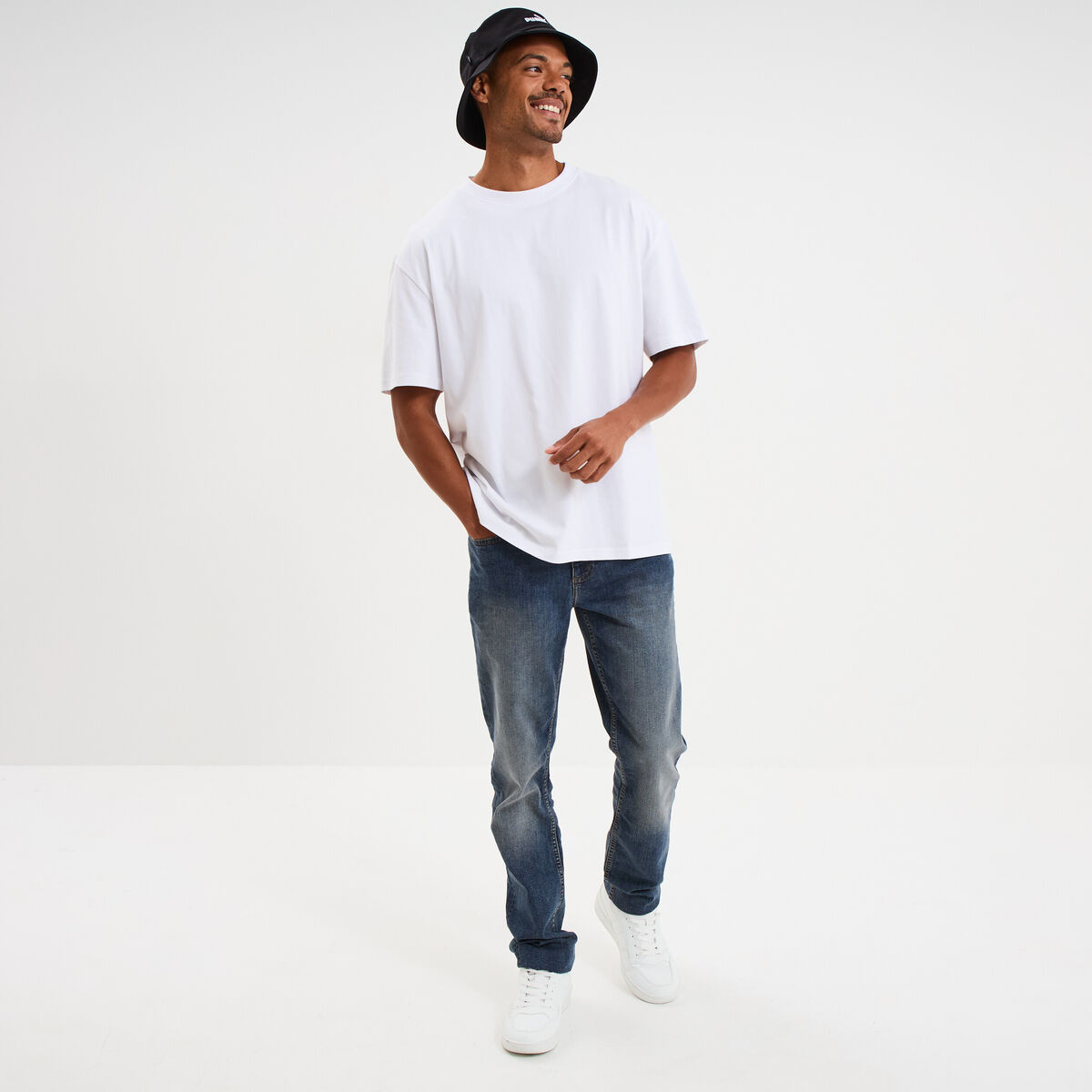 T-shirt col rond coupe relax coton &eacute;pais blanc homme