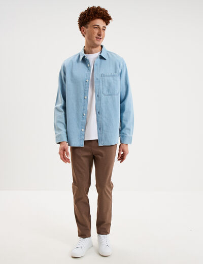 Surchemise en jean 1 poche coton denim stone homme