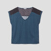 T-shirt dentelle épaules et dos bleu marine femme