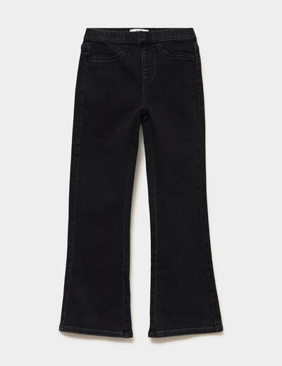 Jegging bootcut taille &eacute;lastiqu&eacute;e denim noir fille