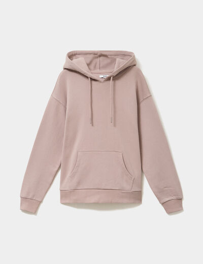 Sweat hoodie 1 poche &agrave; capuche marron clair femme