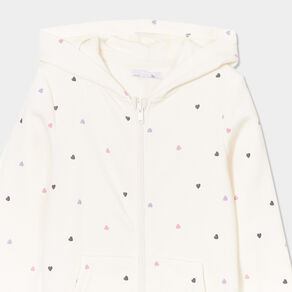 Sweat zippé à capuche beige fille