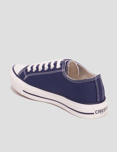 Tennis en toile &agrave; lacets bleu marine femme