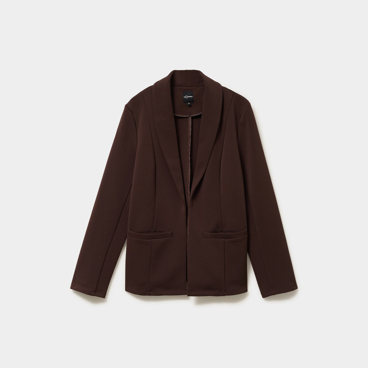 Blazer col tailleur manches longues marron fonc&eacute; femme