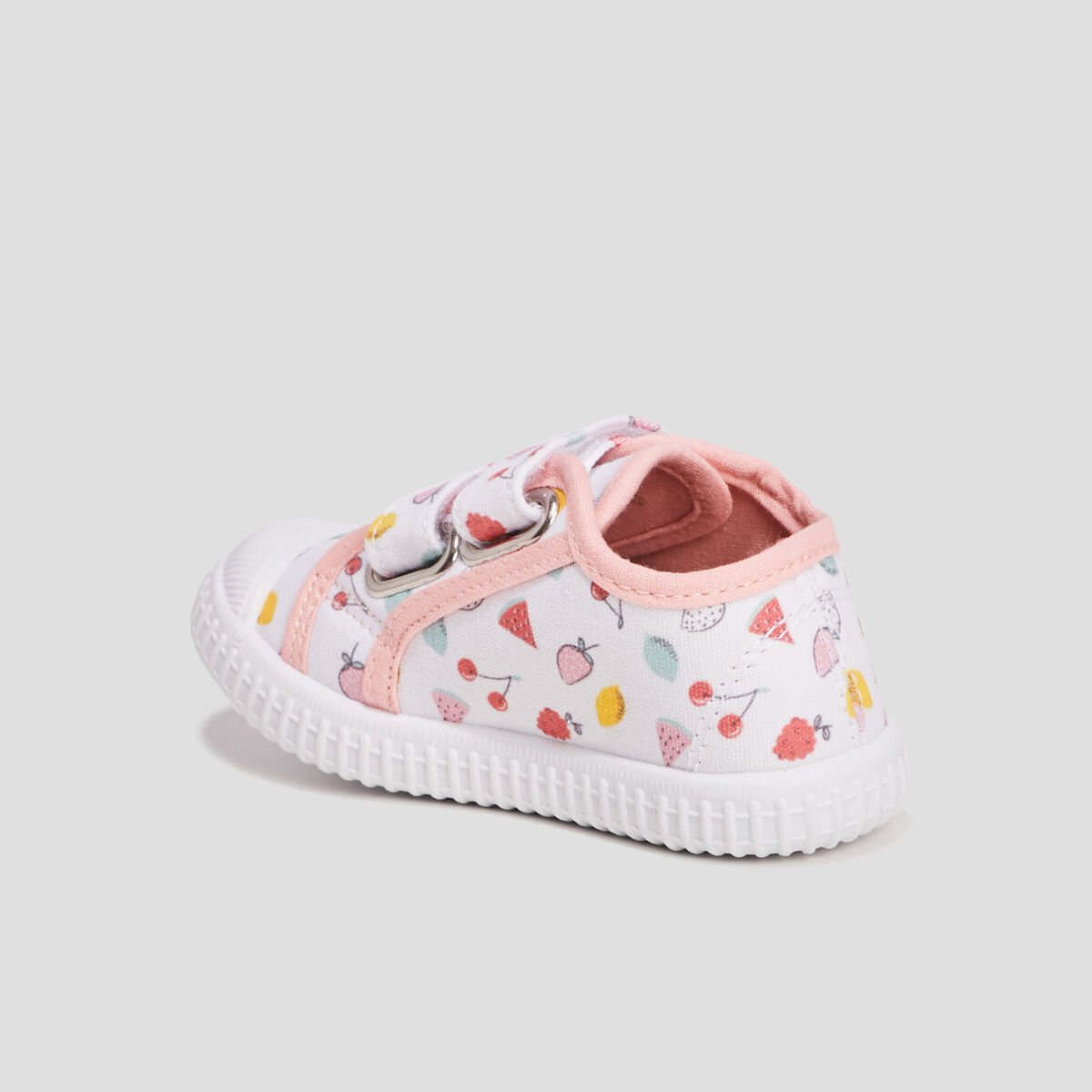 Tennis en toile à scratchs blanc bébé fille