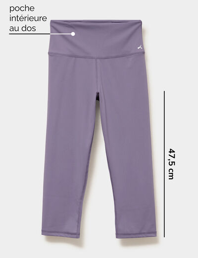 Legging corsaire de sport stretch violet femme