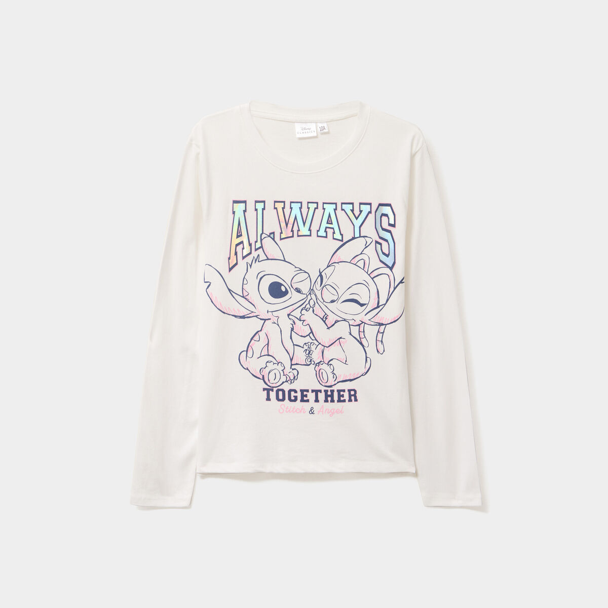 T-shirt manches longues coton Stitch ivoire fille