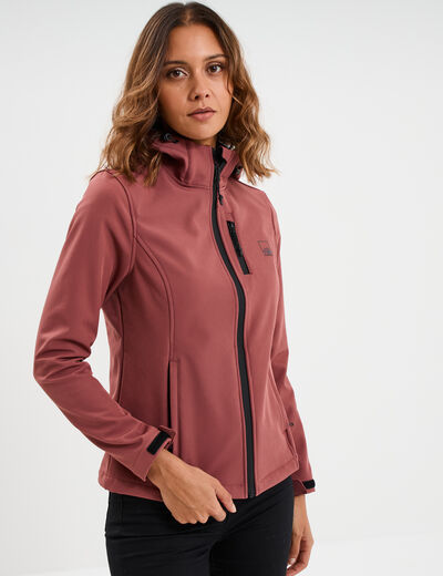 Blouson &agrave; capuche d&eacute;perlant fourr&eacute; vieux rose femme