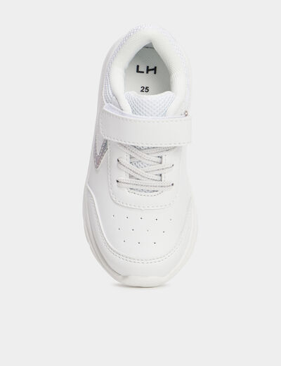 Baskets type running à scratchs blanc fille
