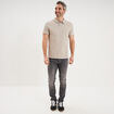 Polo textur&eacute; manches courtes gris clair homme