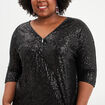 T-shirt sequins manches courtes noir femme grande taille