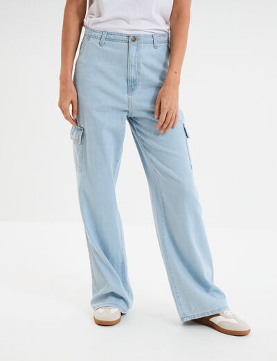Jeans cargo poches à rabat Liberto denim triple stone femme