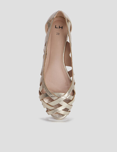 Ballerines plates métallisées jaune or femme