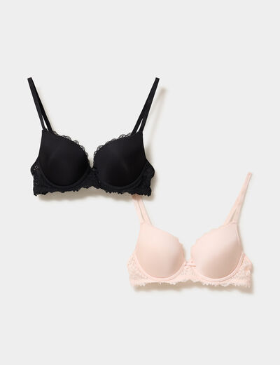 Lot 2 soutiens-gorge padd&eacute;s rose poudr&eacute;e femme