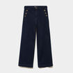 Jean large &agrave; boutons denim brut femme