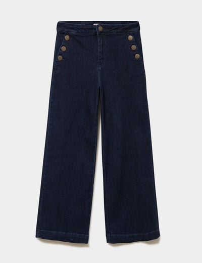 Jean large &agrave; boutons denim brut femme