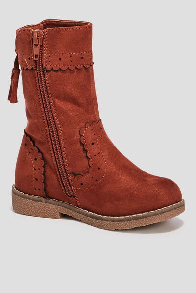 Bottes avec bord festonné terracotta fille