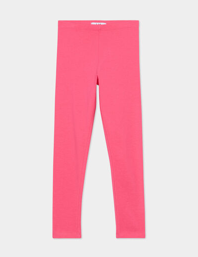Legging long coton taille élastiquée rose fushia fille