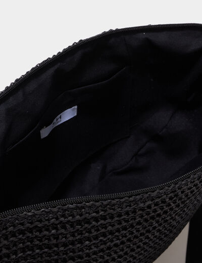 Sac banane XL effet tress&eacute; noir femme