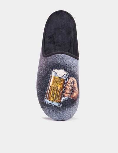 Chaussons mules avec motif gris homme