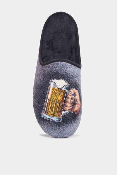Chaussons mules avec motif gris homme