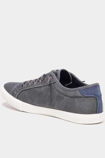 Baskets basses en toile effet denim gris homme