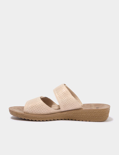 Mules &agrave; talons avec brides sable femme