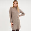 Robe pull col montant manches longues gris femme