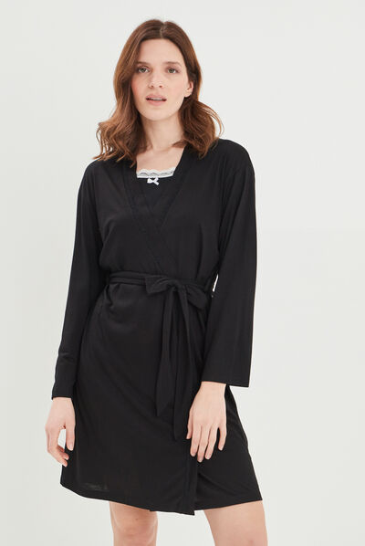 Déshabillé avec dentelle noir femme
