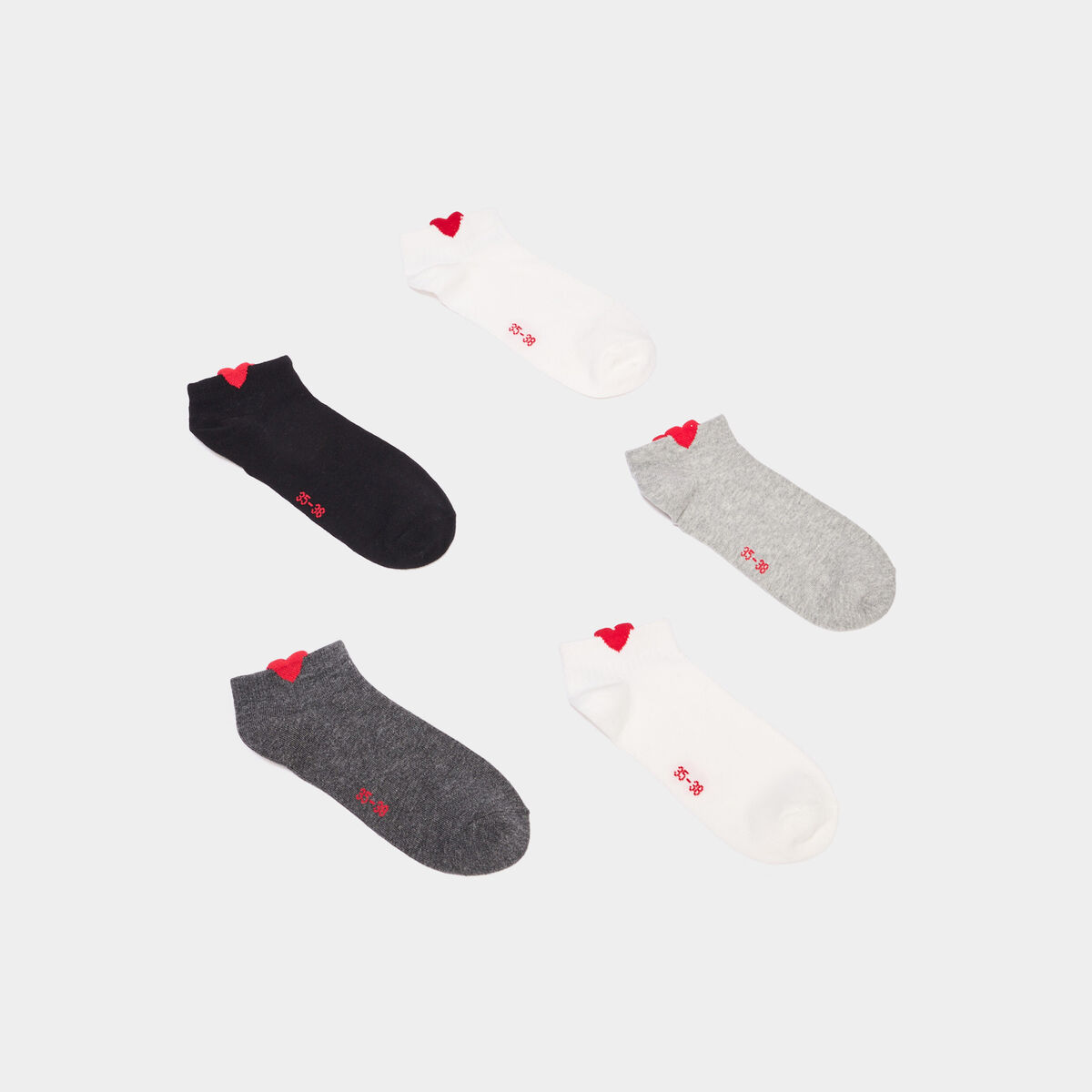 Lot 5 paires chaussettes invisibles multicolore femme