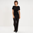 T-shirt ajust&eacute; manches courtes col rond noir femme