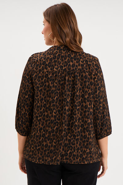 Blouse oversize manches 3/4 et col en V vert kaki femme grande taille