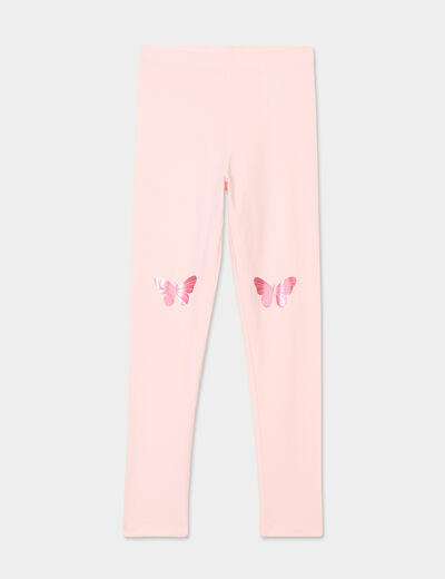 Legging en maille coton rose fille