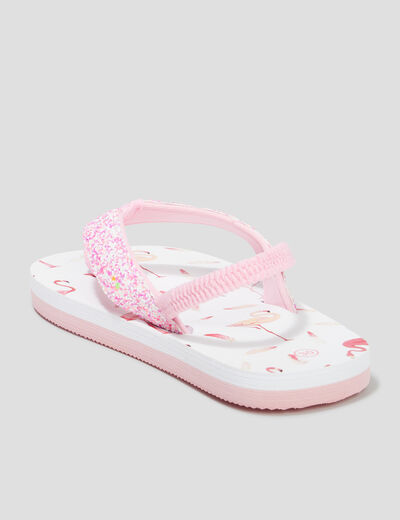 Tongs à brides élastiquée pétales rose fille