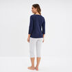 Ensemble pyjama corsaire 2 pièces coton bleu marine femme