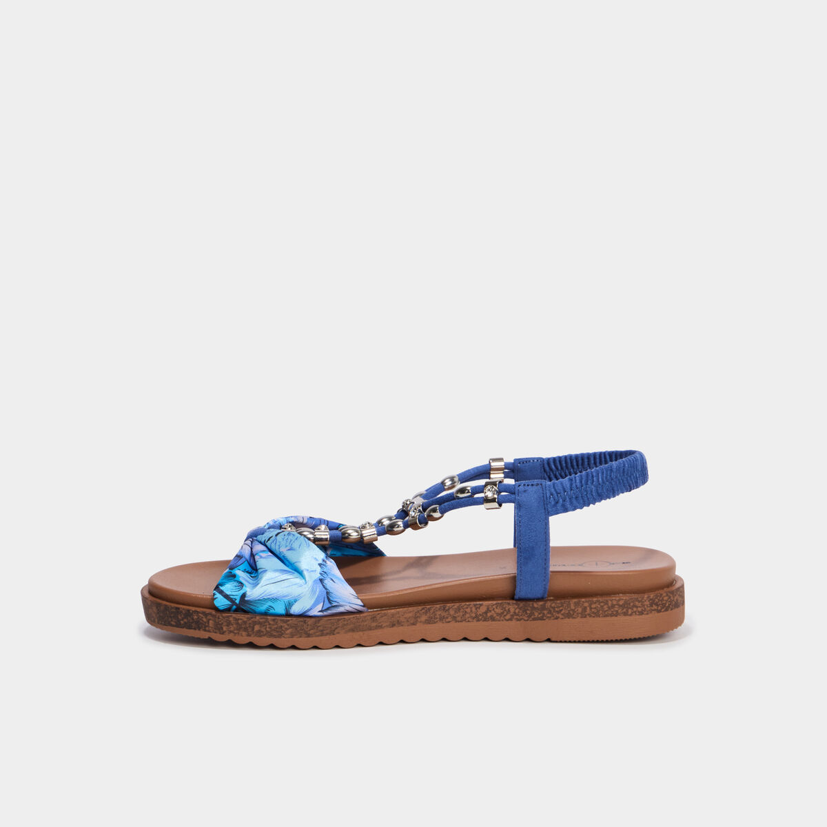 Sandales avec bride effet foulard bleu femme