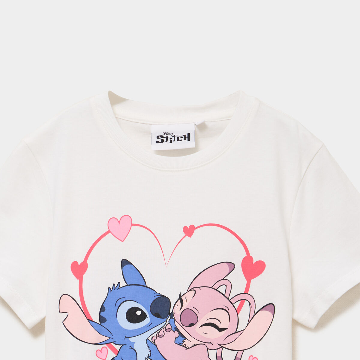 T-shirt manches courtes coton Stitch blanc fille